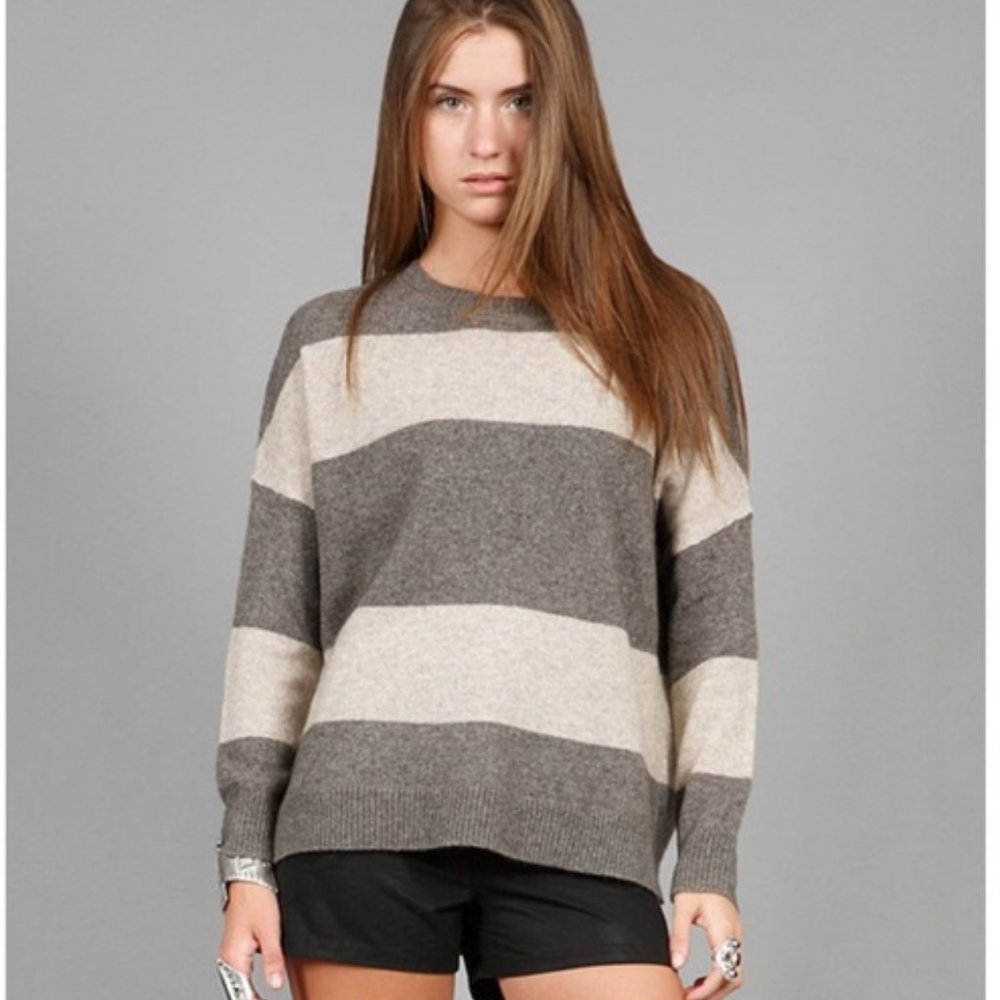 Vince Rugby Striped Wool Blend Oversized Sweater